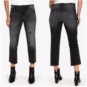 KUT 10 Kelsey High Rise Ankle Flare Jeans Black 0599 Wash Stretch from the kloth